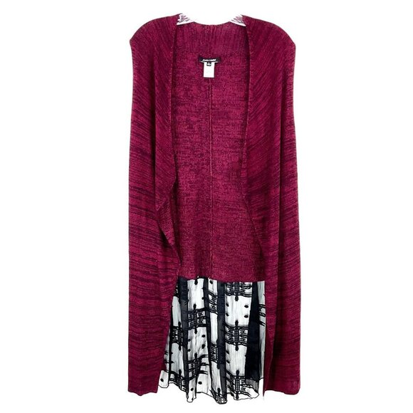 John Mark Cardigan Women L Multi-Color Patchwork Floral Draped Tunic Hippie BOHO - Picture 2 of 11